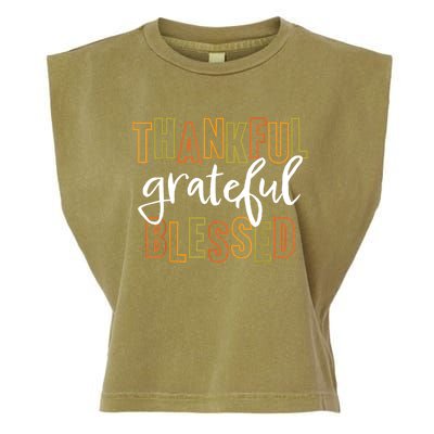 Thankful Grateful Blessed Women Girls Thanksgiving Garment-Dyed Women's Muscle Tee