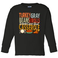 Turkey Gravy Beans And Rolls Let Me See That Casserole Fall Toddler Long Sleeve Shirt