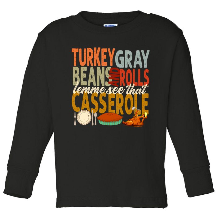 Turkey Gravy Beans And Rolls Let Me See That Casserole Fall Toddler Long Sleeve Shirt