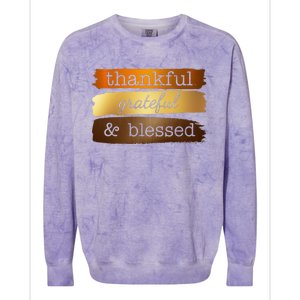 Thankful Grateful Blessed Thanksgiving Holiday Colorblast Crewneck Sweatshirt