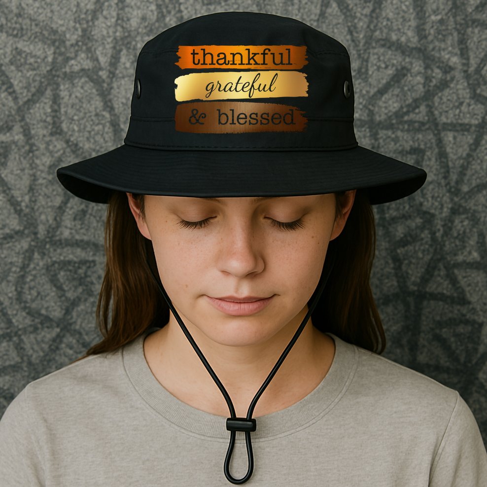 Thankful Grateful Blessed Thanksgiving Holiday Bucket Hat