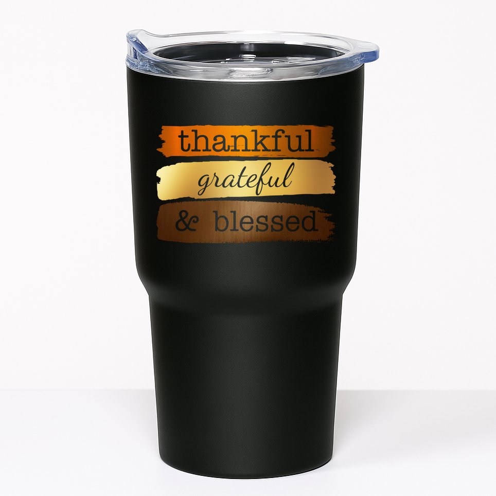 Thankful Grateful Blessed Thanksgiving Holiday Tumbler