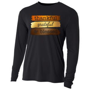 Thankful Grateful Blessed Thanksgiving Holiday Cooling Performance Long Sleeve Crew