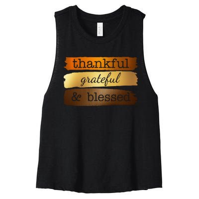 Thankful Grateful Blessed Thanksgiving Holiday Women's Racerback Cropped Tank