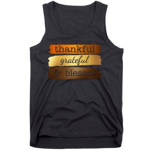 Thankful Grateful Blessed Thanksgiving Holiday Tank Top