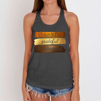 Thankful Grateful Blessed Thanksgiving Holiday Women's Knotted Racerback Tank