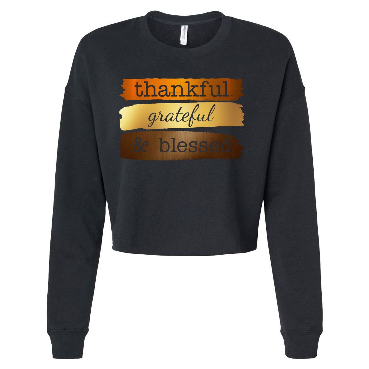 Thankful Grateful Blessed Thanksgiving Holiday Cropped Pullover Crew