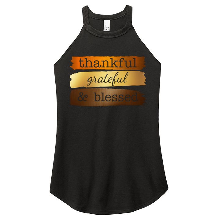 Thankful Grateful Blessed Thanksgiving Holiday Women's Perfect Tri Rocker Tank