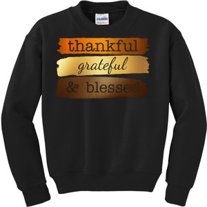 Thankful Grateful Blessed Thanksgiving Holiday Kids Sweatshirt