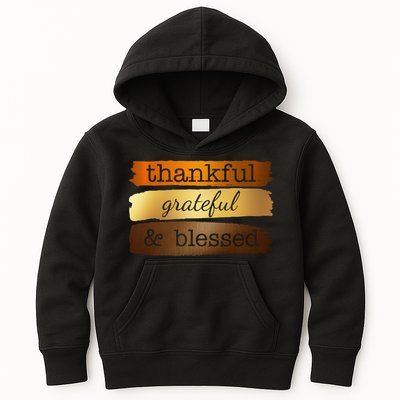 Thankful Grateful Blessed Thanksgiving Holiday Kids Hoodie