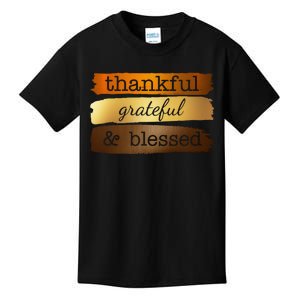 Thankful Grateful Blessed Thanksgiving Holiday Kids T-Shirt