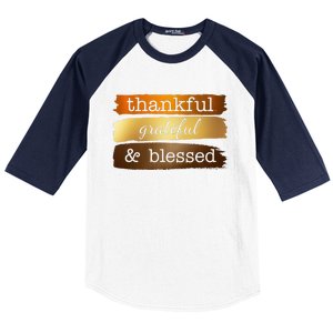 Thankful Grateful Blessed Thanksgiving Holiday Baseball Sleeve Shirt