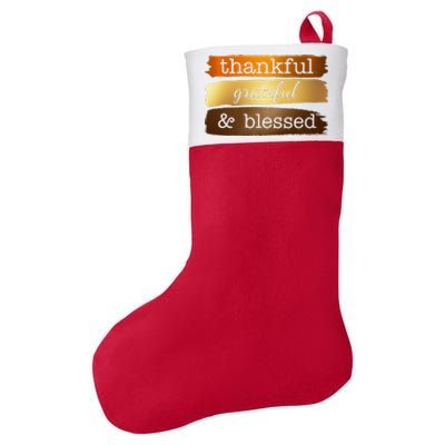 Thankful Grateful Blessed Thanksgiving Holiday Felt Holiday Christmas Stocking