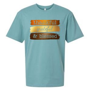 Thankful Grateful Blessed Thanksgiving Holiday Sueded Cloud Jersey T-Shirt