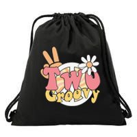 Two Groovy Birthday Boho Party Outfit 2nd Birthday 70s Drawstring Bag