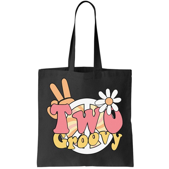 Two Groovy Birthday Boho Party Outfit 2nd Birthday 70s Tote Bag