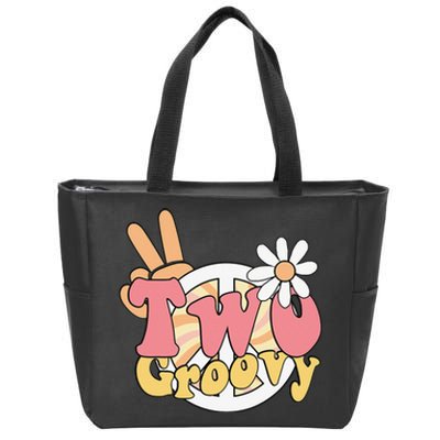 Two Groovy Birthday Boho Party Outfit 2nd Birthday 70s Zip Tote Bag