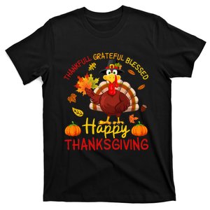 Thankful Grateful Blessed Thanksgiving Cute Turkey T-Shirt