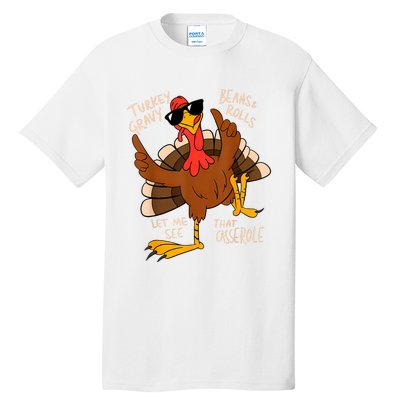 Turkey Gravy Beans And Rolls Casserole Funny Thanksgiving Tall T-Shirt