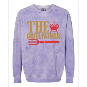 The Grillfather Barbeque Grilling Bbq Lover Father Dad Funny Gift Colorblast Crewneck Sweatshirt