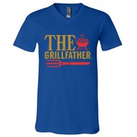 The Grillfather Barbeque Grilling Bbq Lover Father Dad Funny Gift V-Neck T-Shirt