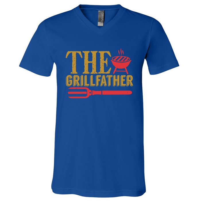 The Grillfather Barbeque Grilling Bbq Lover Father Dad Funny Gift V-Neck T-Shirt