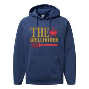 The Grillfather Barbeque Grilling Bbq Lover Father Dad Funny Gift Performance Fleece Hoodie