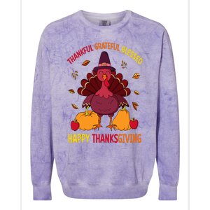 Thankful Grateful Blessed Thanksgiving Turkey Colorblast Crewneck Sweatshirt