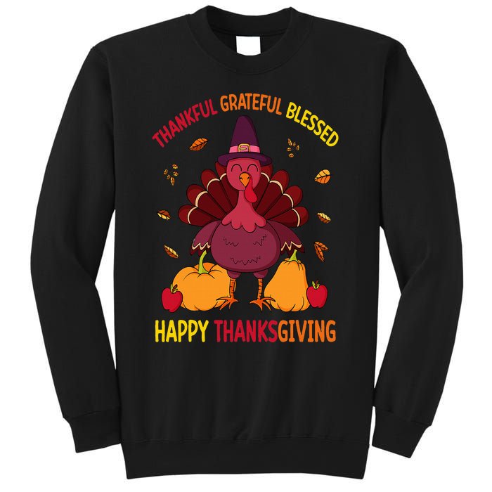 Thankful Grateful Blessed Thanksgiving Turkey Sweatshirt