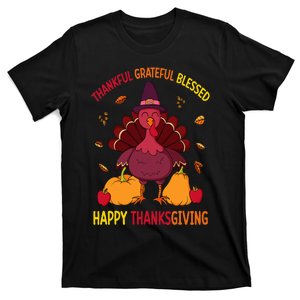 Thankful Grateful Blessed Thanksgiving Turkey T-Shirt