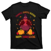 Thankful Grateful Blessed Thanksgiving Turkey T-Shirt