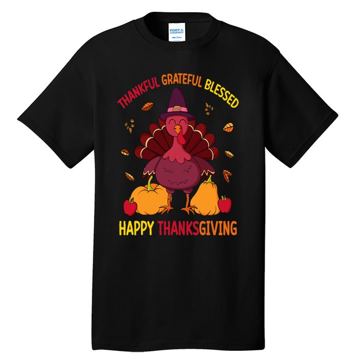 Thankful Grateful Blessed Thanksgiving Turkey Tall T-Shirt