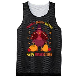 Thankful Grateful Blessed Thanksgiving Turkey Mesh Reversible Basketball Jersey Tank