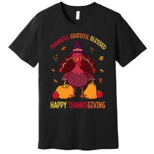 Thankful Grateful Blessed Thanksgiving Turkey Premium T-Shirt