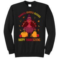 Thankful Grateful Blessed Thanksgiving Turkey Tall Sweatshirt