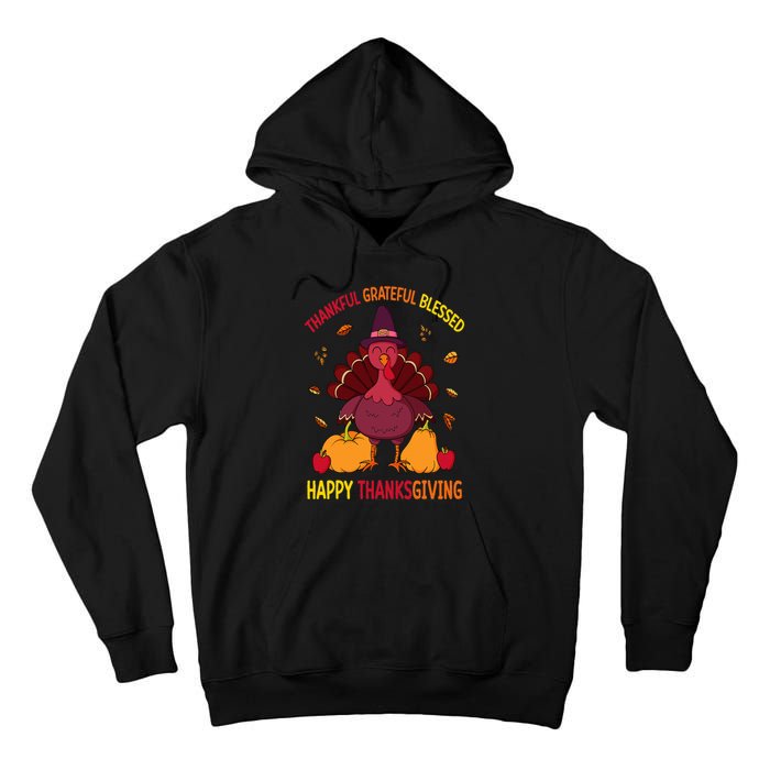 Thankful Grateful Blessed Thanksgiving Turkey Tall Hoodie