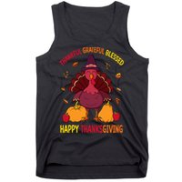 Thankful Grateful Blessed Thanksgiving Turkey Tank Top