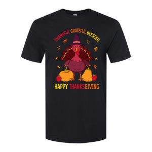 Thankful Grateful Blessed Thanksgiving Turkey Softstyle CVC T-Shirt