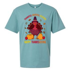 Thankful Grateful Blessed Thanksgiving Turkey Sueded Cloud Jersey T-Shirt