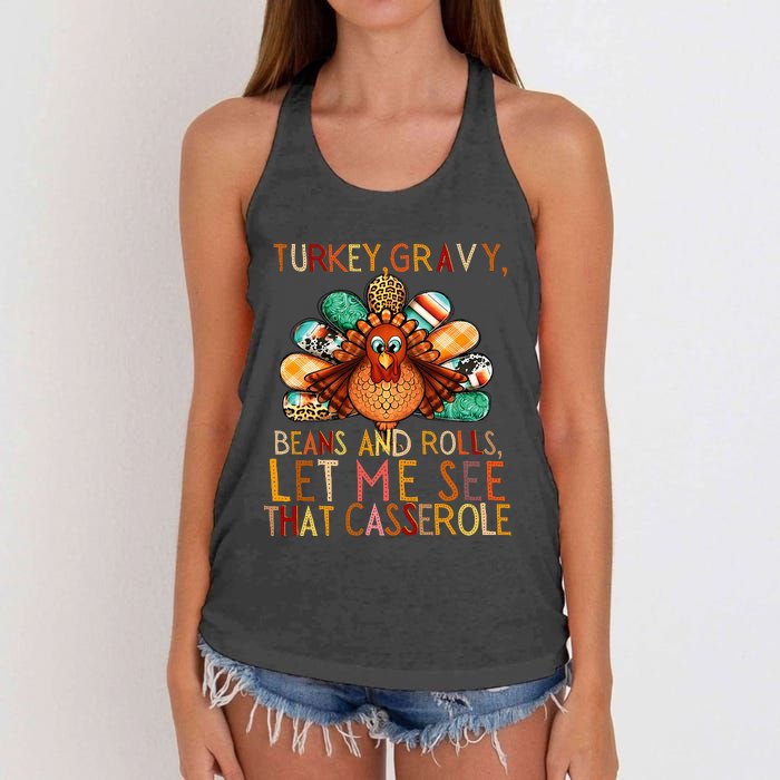 Turkey Gravy Beans And Rolls Let Me See That Casserole Women's Knotted Racerback Tank