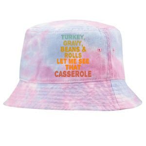 Turkey Gravy Beans And Rolls Let Me See That Casserole Retro Tie-Dyed Bucket Hat