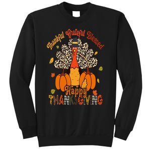 Thankful Grateful Blessed Thanksgiving Turkey Leopard Print Sweatshirt