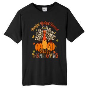 Thankful Grateful Blessed Thanksgiving Turkey Leopard Print Tall Fusion ChromaSoft Performance T-Shirt