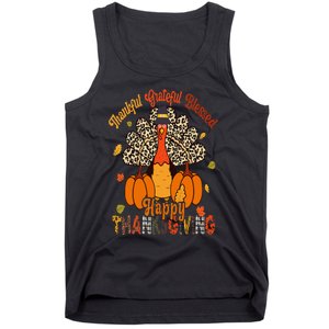 Thankful Grateful Blessed Thanksgiving Turkey Leopard Print Tank Top