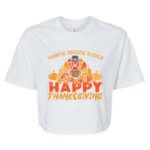 Thankful Grateful Blessed Happy Thanksgiving Turkey Gift Bella+Canvas Jersey Crop Tee