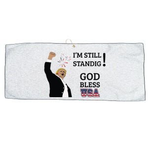 Trump God Bless America I Am Still Standing Trump For President Large Microfiber Waffle Golf Towel