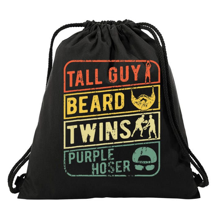 Tall Guy Beard Twins Purple Hoser Drawstring Bag