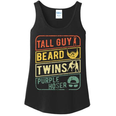 Tall Guy Beard Twins Purple Hoser Ladies Essential Tank