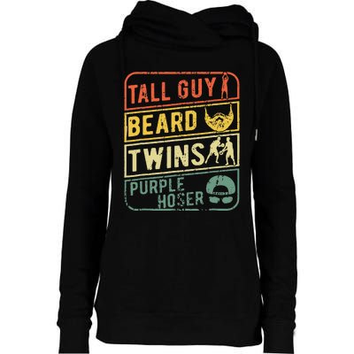 Tall Guy Beard Twins Purple Hoser Womens Funnel Neck Pullover Hood