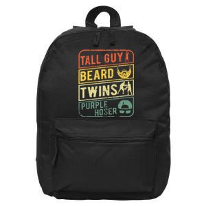 Tall Guy Beard Twins Purple Hoser 16 in Basic Backpack